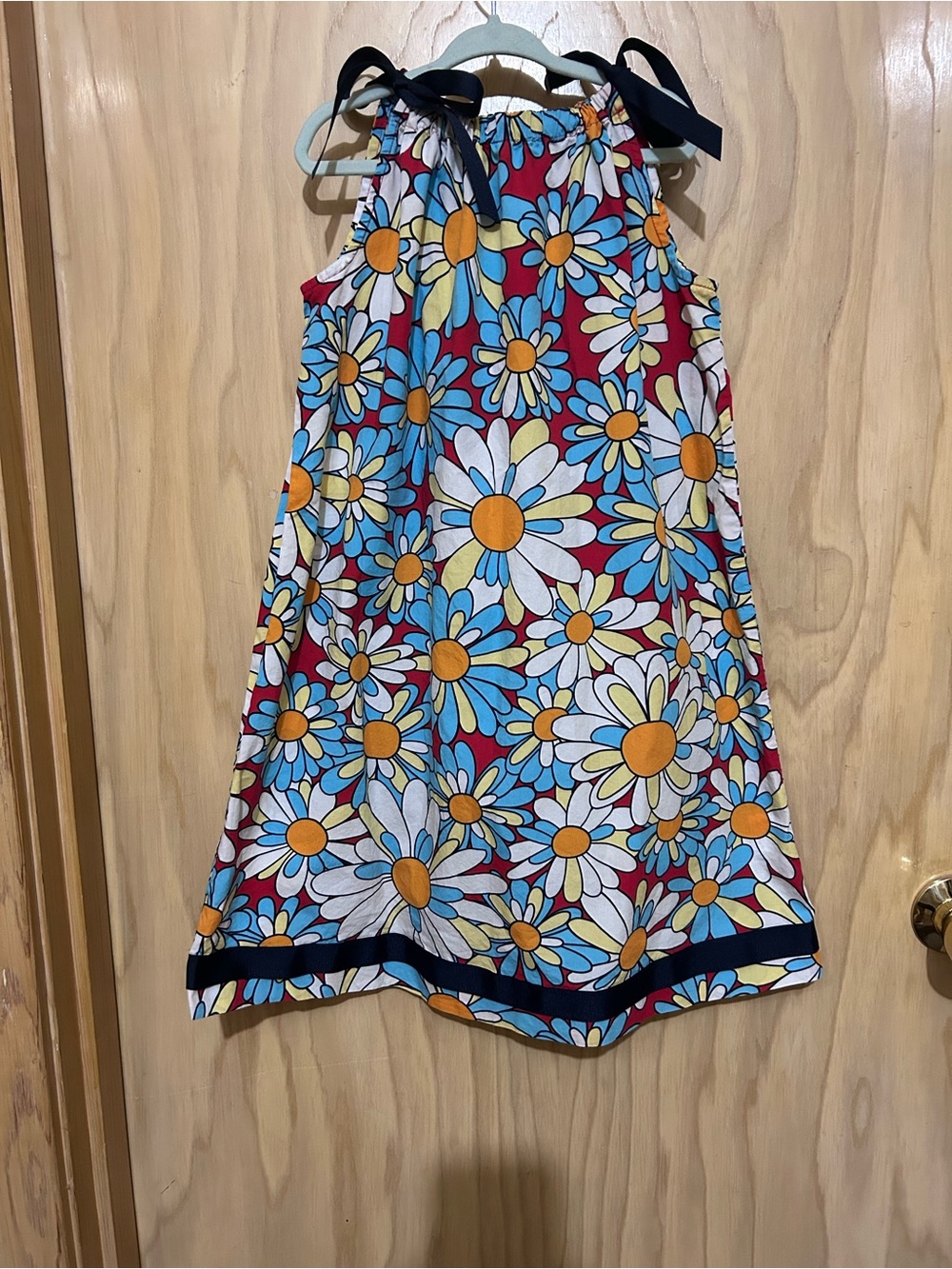 Hanna Andersson Girls Retro Daisy Tie-Shoulder Dress